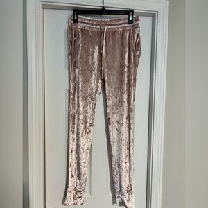 Tahari Velvet Jogger Lounge Pants in Blush Pink